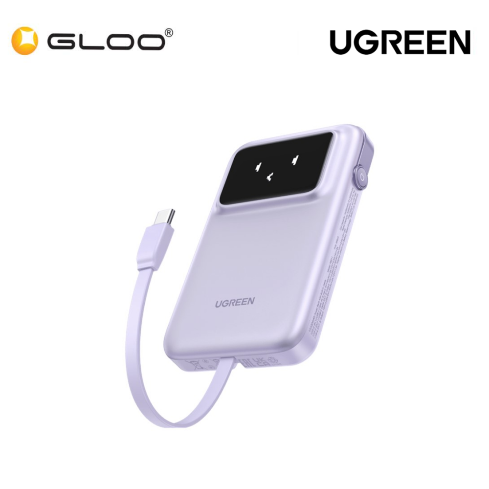 UGREEN UNO 10000MAH BUILT-IN CABLE 30W POWER BANK-PURPLE UG-PB511-35604B
