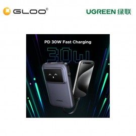 UGREEN UNO 10000MAH BUILT-IN CABLE 30W POWER BANK-PURPLE UG-PB511-35604B