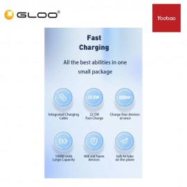 Yoobao LK10 10000mAh 22.5W Quick Charge Power Bank with Build-In Cable (Lightning & Type-C) - Blue