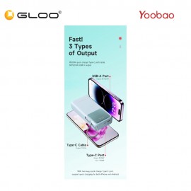 Yoobao Q22 20000mAh 22.5W Quick Charge Powerbank with Build-In Type-C Cable - Black 6937135028095