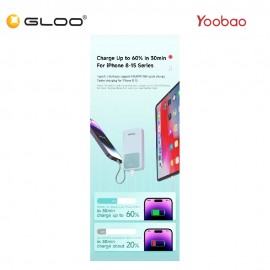 Yoobao Q22 20000mAh 22.5W Quick Charge Powerbank with Build-In Type-C Cable - Black 6937135028095