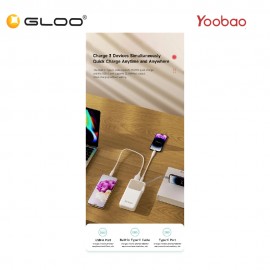 Yoobao Q22 20000mAh 22.5W Quick Charge Powerbank with Build-In Type-C Cable - Black 6937135028095