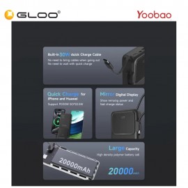 Yoobao Q22 Pro 30W PD Fast Charge 20000mAh Powerbank - Black 6937135029016