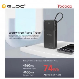 Yoobao Q22 Pro 30W PD Fast Charge 20000mAh Powerbank - Black 6937135029016