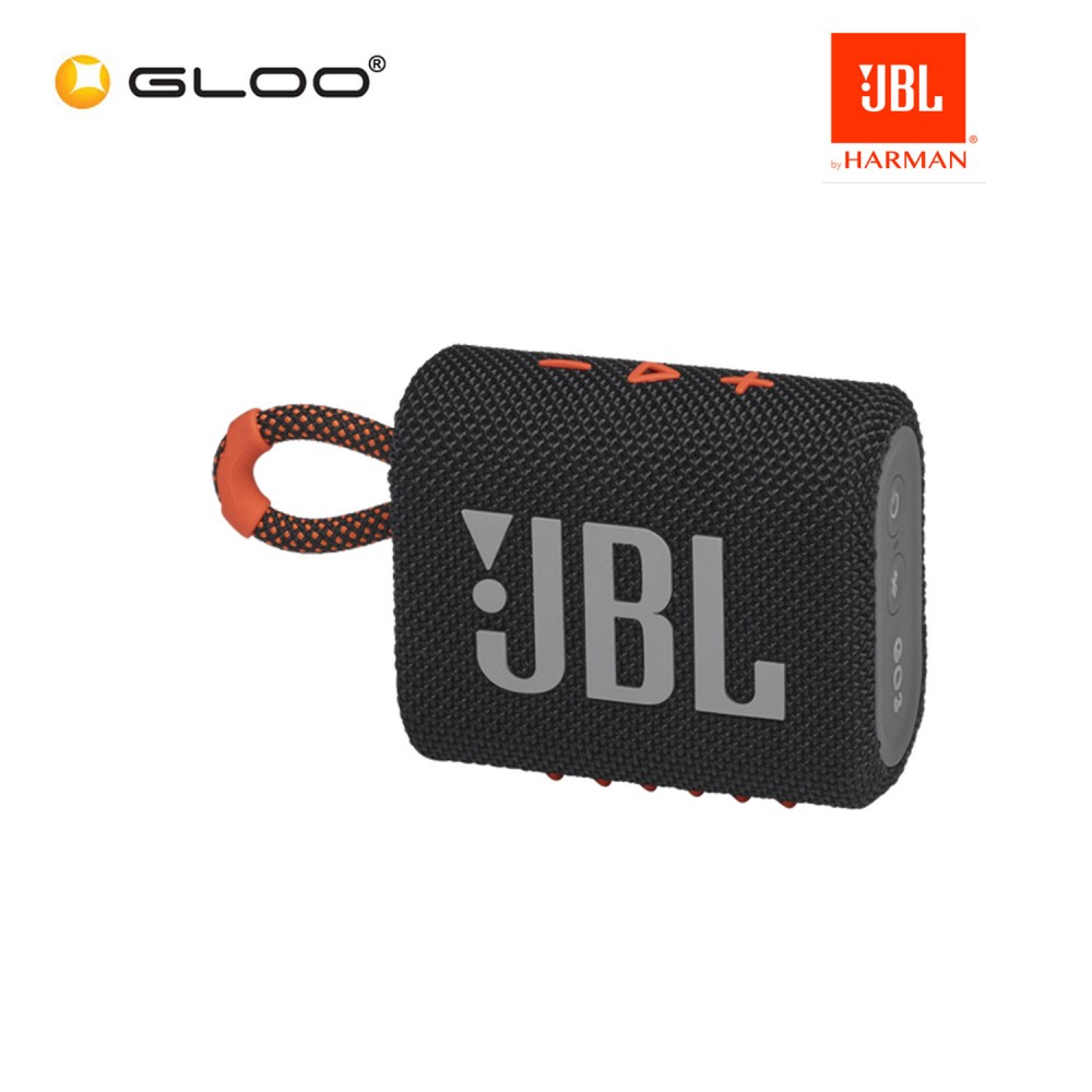 JBL Go 3 Portable Waterproof Speaker – Black and Orange (050036377966)