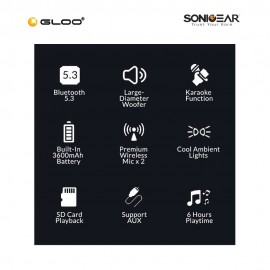 SonicGear IOX K800 Dual Mic Portable Karaoke Bluetooth 5.3 Speaker Echo Adjustable Black SG-IOX-K800 8886411931568