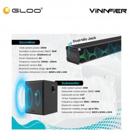 Vinnfier Hyperbar 505 BTRW Wireless Soundbar with Wireless Sub Woofer
