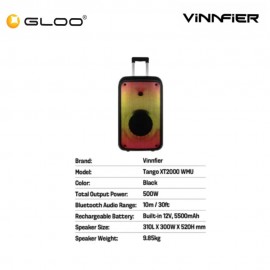 Vinnfier Tango XT2000 WMU Portable Trolley Loud Speaker 9555637204136