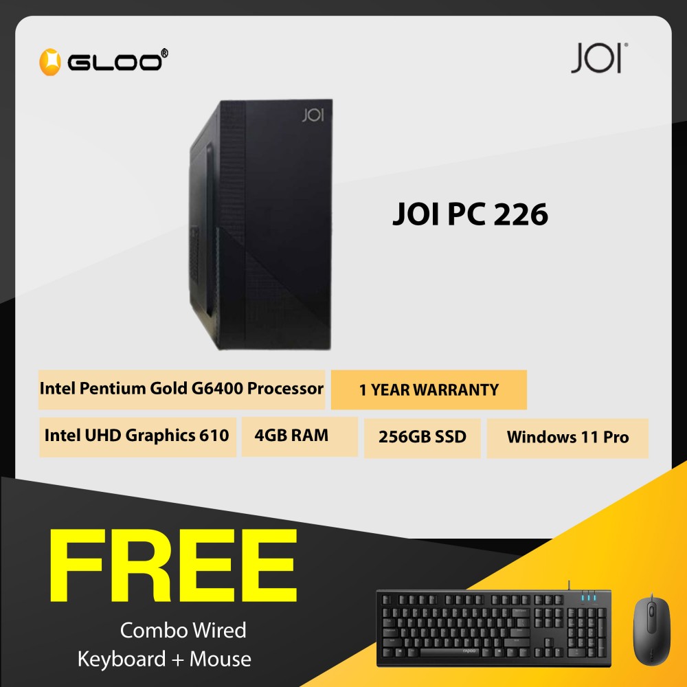 JOI (R) PC 226 (Pentium G6400/4GB RAM/256GB SSD/W11Pro) Free Combo Wired USB Keyboard+Mouse