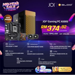 JOI Gaming PC A5005 (AMD RYZEN 5 7500F/16GB RAM/512GB SSD/RTX 5060 TI/DOS)