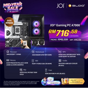 JOI Gaming PC A7000 (AMD RYZEN 7 9700X/32GB RAM/1TB SSD/RTX 5070/DOS)