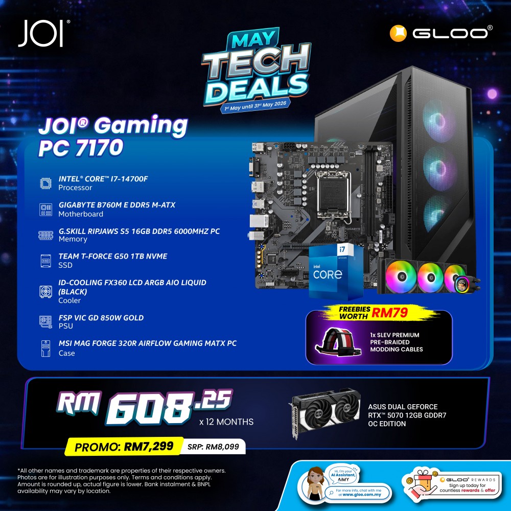 JOI Gaming PC 7170 (INTEL CORE I7-14700F/16GB RAM/1TB SSD/RTX 5070/DOS)