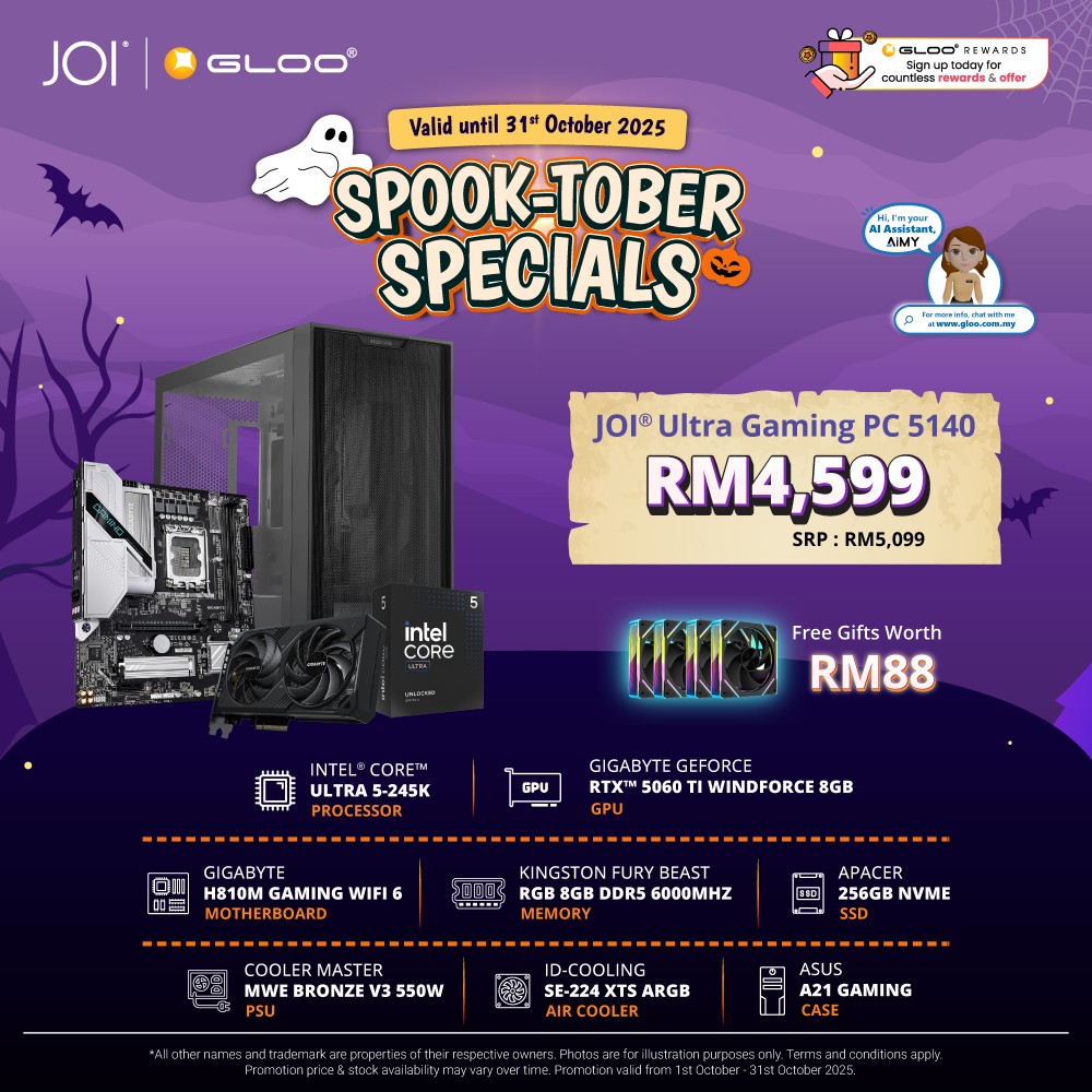 JOI Ultra Gaming PC 5140 (Intel Ultra 5-245K/8GB RAM/256GB SSD/RTX 5060 TI/DOS)