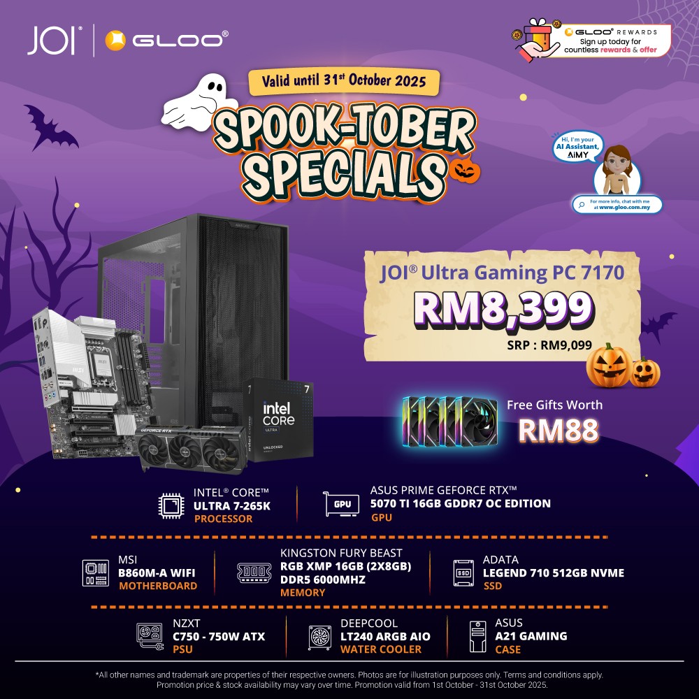 JOI Ultra Gaming PC 7170 (Intel Ultra 7-265K/16GB RAM/512GB SSD/RTX 5070 TI/DOS)