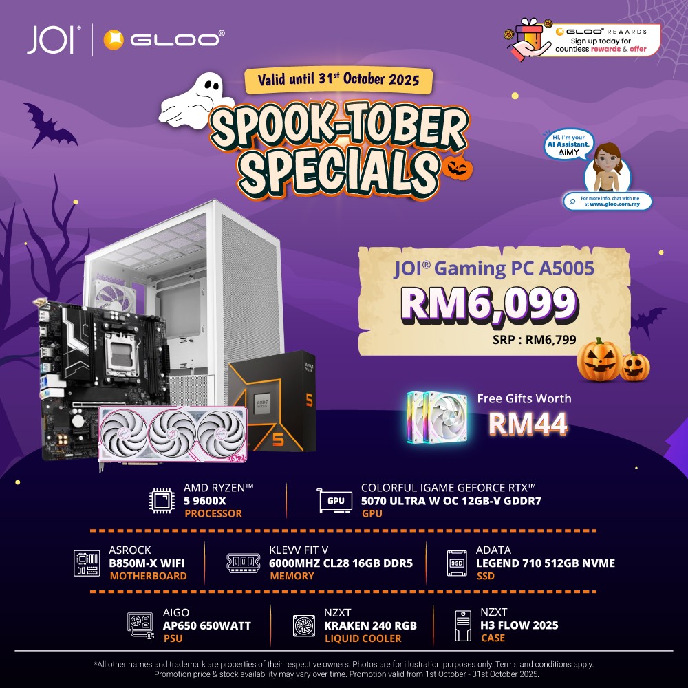 JOI Gaming PC A5005 (AMD Ryzen 5 9600X/16GB RAM/512GB SSD/RTX5070/DOS)