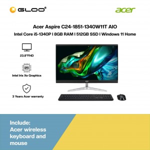 [Pre-order] Acer Aspire C24-1851-1340W11T AIO Desktop (i5-1340P,8GB,512GB SSD,IntelUHDGraphics,H&S,23.8”FHD T,WL Ky+Ms,W11H,3Y) [ETA:3-5 working days]