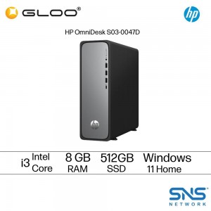 HP OmniDesk S03-0047d Desktop PC  (Intel Core i3-14100 | 8GB RAM | 512GB SSD | Intel UHD Graphics | Windows 11 Home |Preinstalled with Microsoft Office Home 2024 + Microsoft 365 Basic)