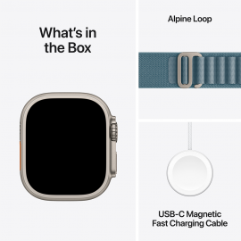 Apple Watch Ultra 3 GPS + Cellular 49mm Natural Titanium Case with Light Blue Alpine Loop - Large MEWP4X/A