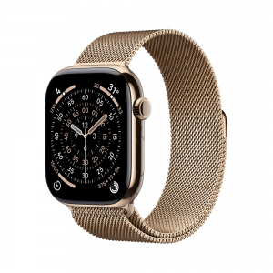 Apple Watch Series 11 GPS + Cellular 46mm Gold Titanium Case with Gold Milanese Loop - S/M MFD74X/A