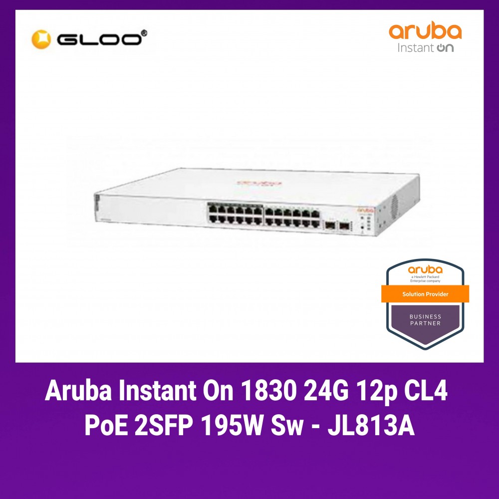 Aruba Instant On 1830 24G 12p CL4 PoE 2SFP 195W Switch - JL813A
