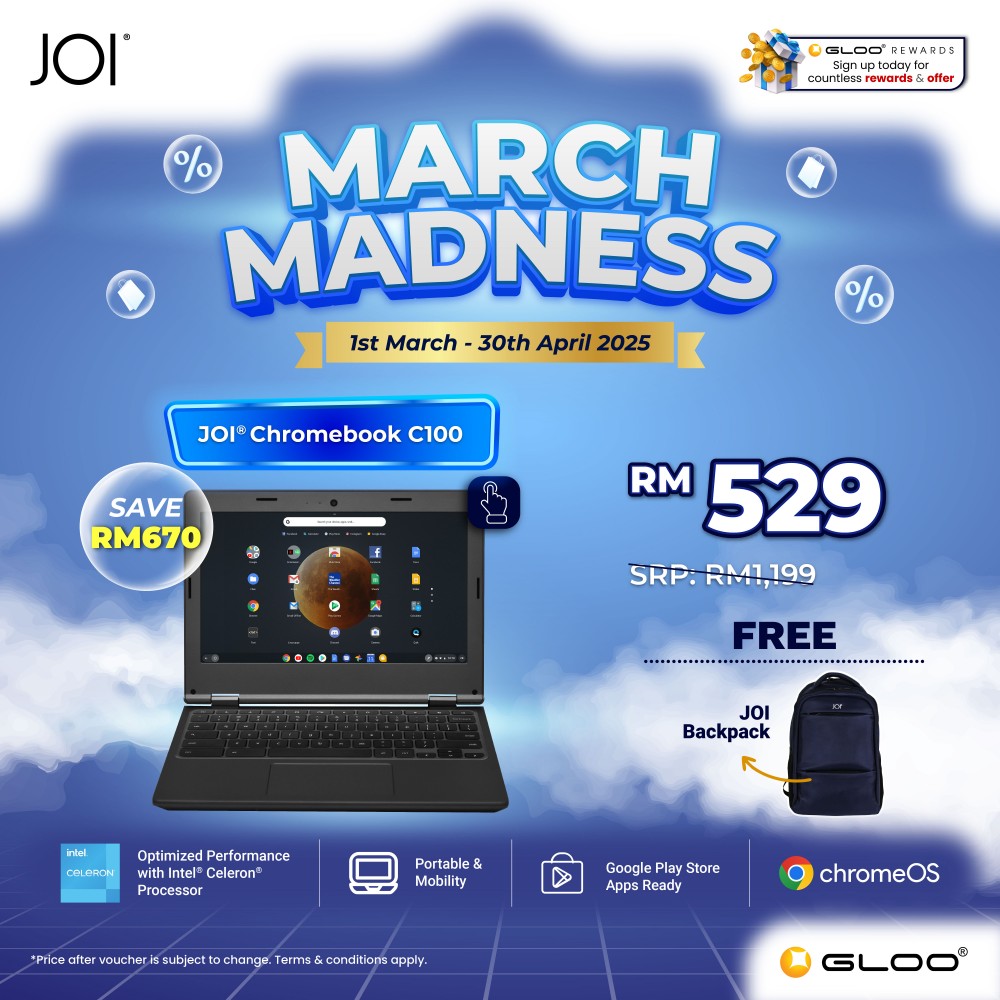 JOI Chromebook C100 (N4120,4GB,64GB,11.6 Inches Touch) QC-C100 Laptop