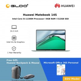 Huawei Matebook 14S (i5 -11300H,8GB,512GB, Windows 10 Home) Green + [FREE CD60 Backpack + CD20 Mouse + 365 Personal]
