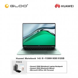 Huawei Matebook 14S (i5 -11300H,8GB,512GB, Windows 10 Home) Green + [FREE CD60 Backpack + CD20 Mouse + 365 Personal]