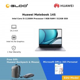Huawei Matebook 14S (i5 -11300H,8GB,512GB, Windows 10 Home) Grey  [FREE CD60 Backpack + CD20 Mouse + 365 Personal]
