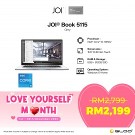 JOI Book 5115 (i5-1135G7/8GB/512GB SSD/W10H/15.6"/Non-Touch/Gray) Free JOI Backpack [Choose Color]