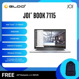 JOI Book 7115 (i7-1165G7/16GB/512GB SSD/W10H/15.6"/Touch/Gray) Free JOI Backpack [Choose Color]
