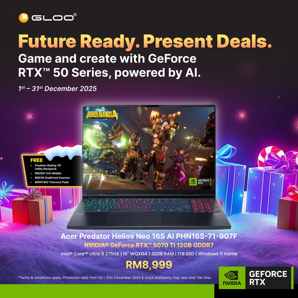 Acer Predator Helios Neo 16S Ai PHN16S-71-907F Gaming Laptop (NVIDIA® GeForce RTX™ 5070 Ti | CU 9-275HX|16"WQXGA OLED | 32GB RAM | 1TB SSD| Windows 11 Home | Office Home & Student + M365)