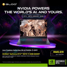 Acer Predator Helios Neo 16S Ai PHN16S-71-907F Gaming Laptop (NVIDIA® GeForce RTX™ 5070 Ti | CU 9-275HX|16"WQXGA OLED | 32GB RAM | 1TB SSD| Windows 11 Home | Office Home & Student + M365)