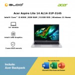 Acer Aspire Lite 14 AL14-31P-3145 Laptop (Intel® Core™ i3-N300 | 14” WUXGA | 8GB RAM | 512GB SSD | Intel® UHD Graphics | Windows 11 Home)