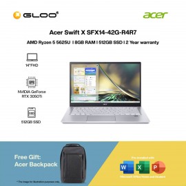 [Pre-order] Acer Swift X SFX14-42G-R4R7 Laptop (R5-5625U,8GB,512GB SSD,RTX3050Ti 4GB,H&S,14"FHD,W11H,Green) [ ETA: 3-5 Working Days]