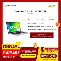 Acer Swift 1 SF114-34-C27F Laptop (N4500,8GB,256GB SSD,Intel UHD Graphics 615,H&S,14"FHD,W11H,Sil) [ ETA: 3-5 Working Days]