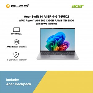 Acer Swift 14 Ai SF14-61T-R5C2 Laptop (AMD Ryzen AI 9-365 | 14"WUXGA | 32GB RAM | 1TB SSD | AMD Radeon Graphics | Windows 11 Home | Office Home & Student + M365)