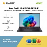 Acer Swift 16 Ai SF16-51-70JE (Intel Core Ultra 7 258V | 16"WQXGA+ OLED | 32GB RAM | 1TB SSD | Intel Arc Graphics | Windows 11 Home)