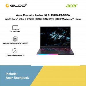 Acer Predator Helios 16 Ai PH16-73-99FA Gaming Laptop (NVIDIA® GeForce RTX™ 5070 Ti | CU 9-275HX | 16" WQXGA | 32GB RAM | 1TB SSD | Windows 11 Home)