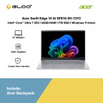 Acer Swift Edge 14 AI SFE14-I51-737C Laptop (Intel® Core™ Ultra 7 355 | 14" WQXGA+ | 32GB RAM | 1TB SSD | Intel® Graphics | Windows 11 Home | Microsoft Office Home 2024 + Microsoft 365 Basic)