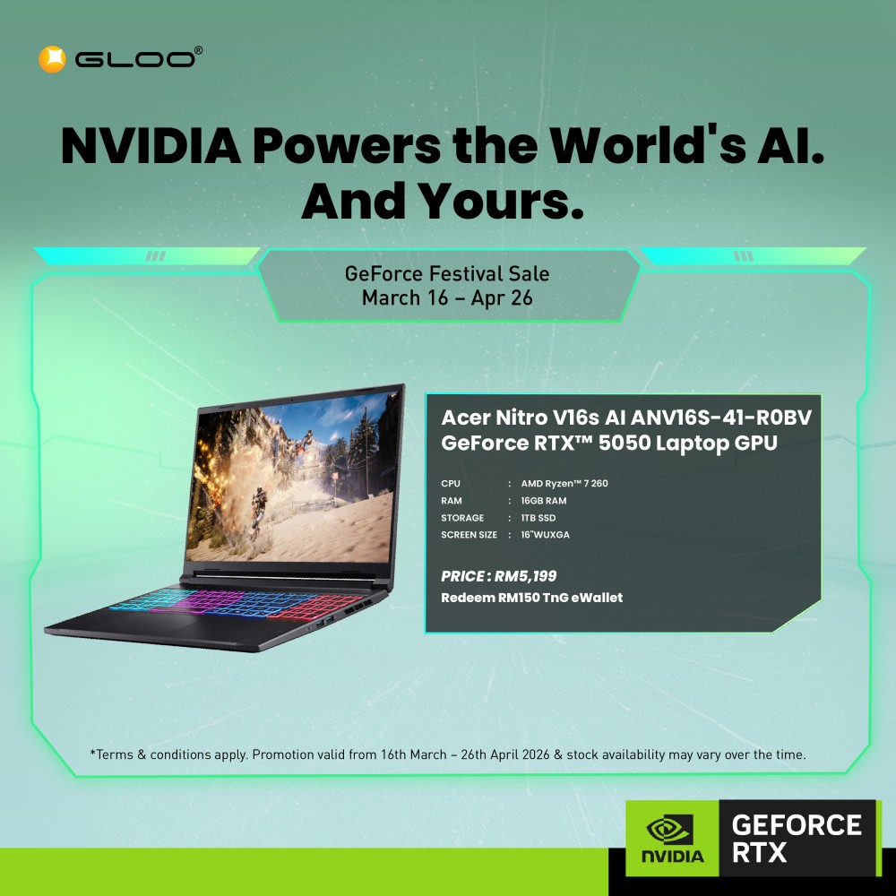 Acer Nitro V16S Ai ANV16S-41-R0BV Gaming Laptop (NVIDIA® GeForce RTX™ 5050 | AMD Ryzen™ 7 260 | 16” WUXGA | 16GB RAM | 1TB SSD | Windows 11 Home | Microsoft Office Home 2024 + Microsoft 365)