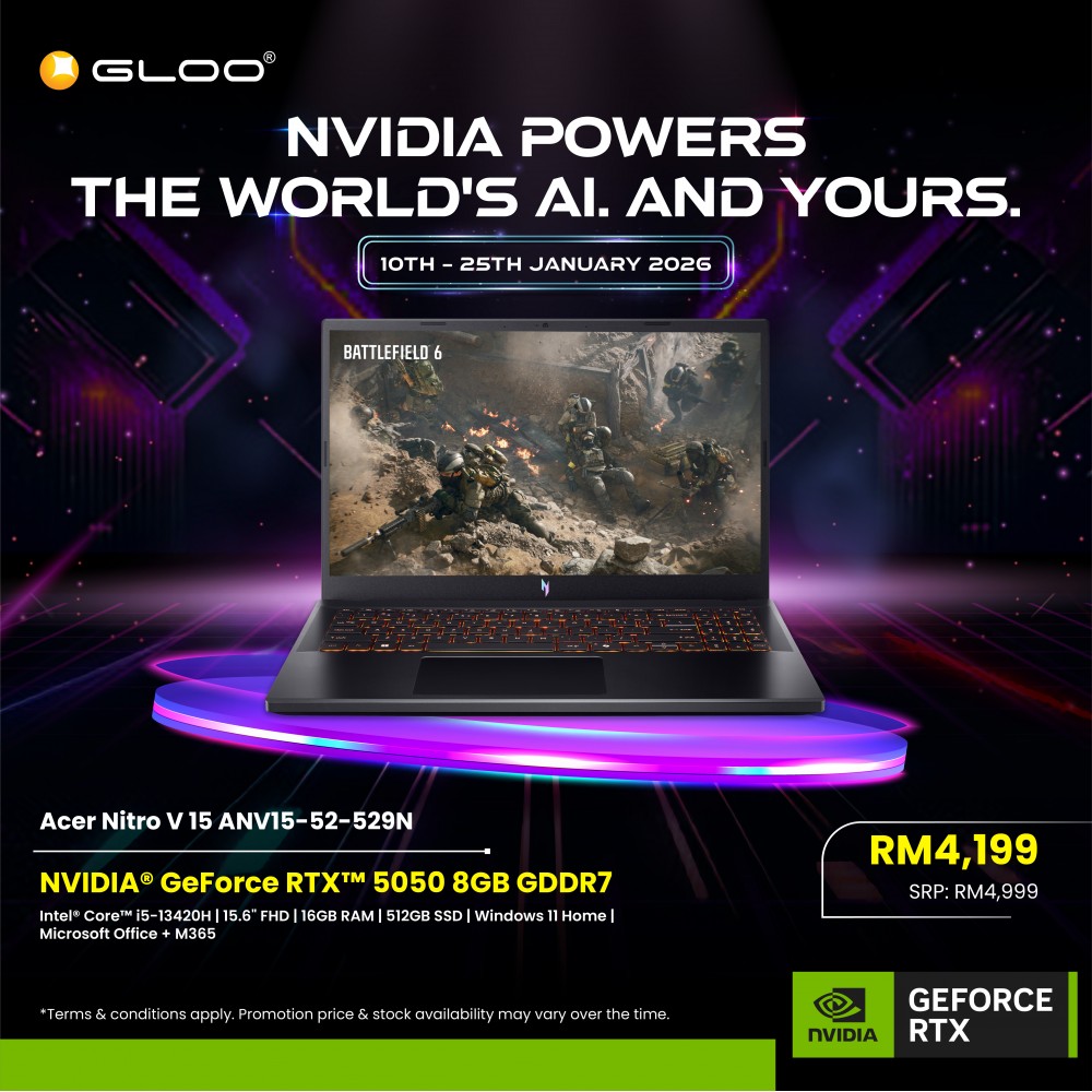 Acer Nitro V15 ANV15-52-529N Gaming Laptop (NVIDIA® GeForce RTX™ 5050 | C i5-13420H | 15.6" FHD | 16GB RAM | 512GB SSD | Windows 11 Home | Office Home & Student + M365)