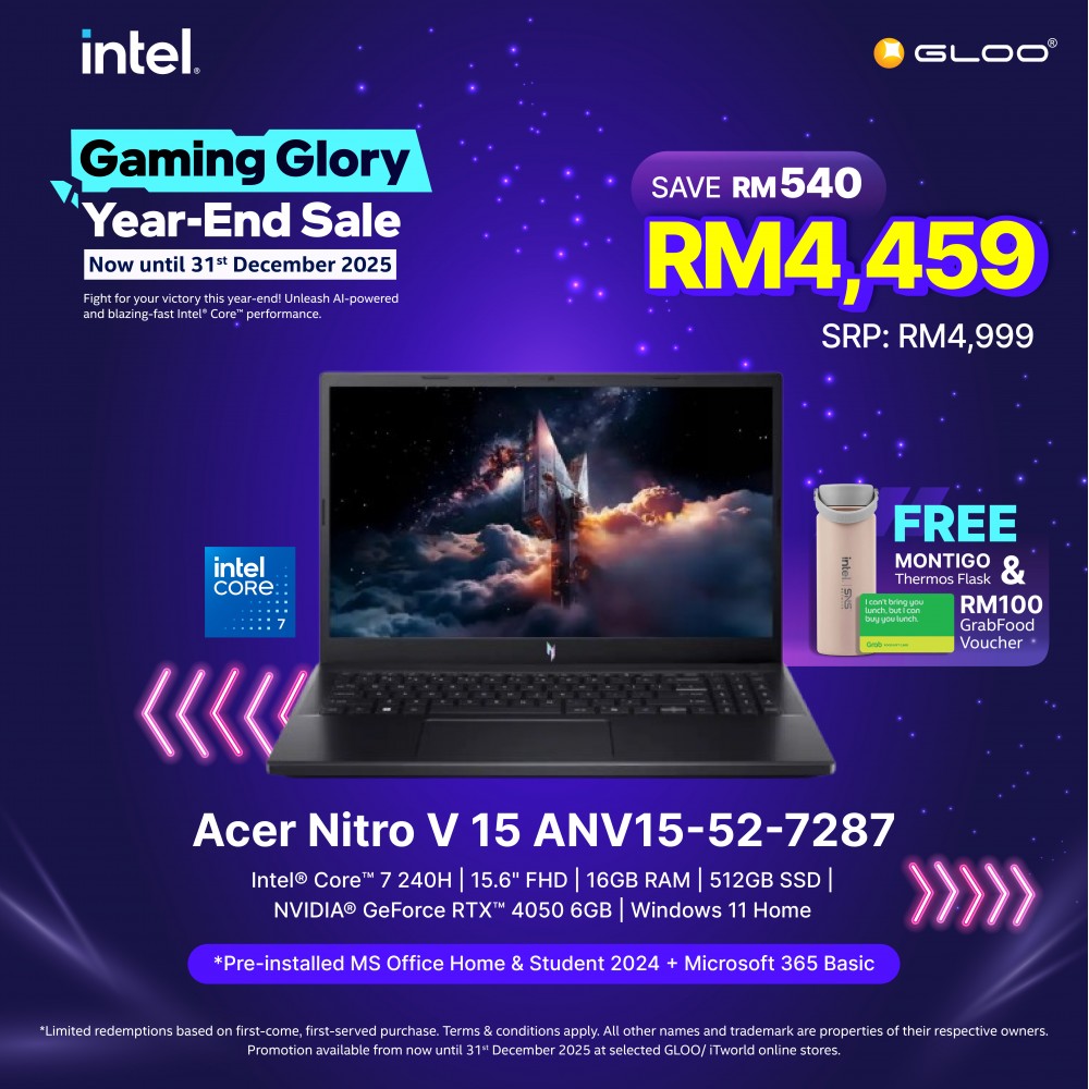 Acer Nitro V 15 ANV15-52-7287 (NVIDIA® GeForce RTX™ 4050 | C 7 240H | 15.6” FHD | 16GB RAM | 512GB SSD | Windows 11 Home)