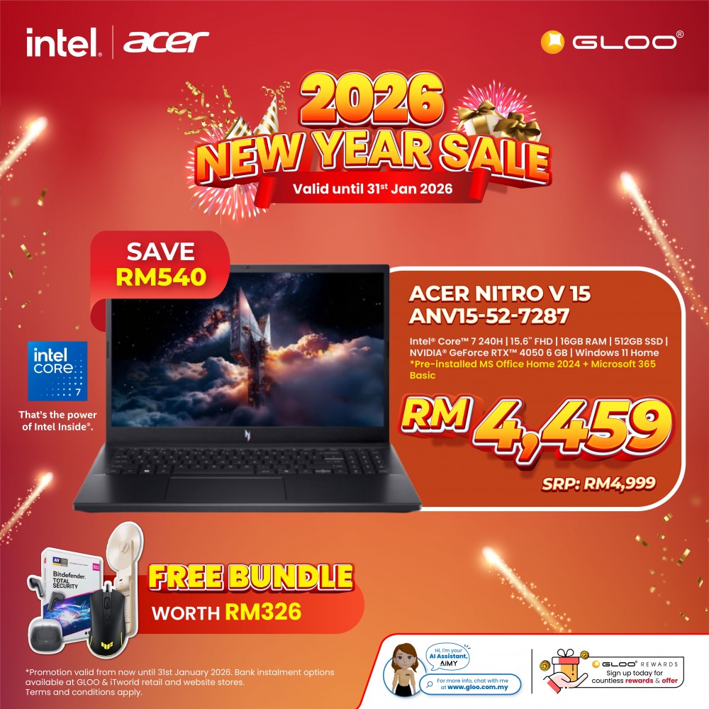 Acer Nitro V 15 ANV15-52-7287 (NVIDIA® GeForce RTX™ 4050 | C 7 240H | 15.6” FHD | 16GB RAM | 512GB SSD | Windows 11 Home)