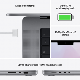 Apple 14-inch MacBook Pro M1 Pro chip with 8-core CPU and 14-core GPU, 512GB SSD - Space Grey