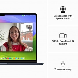 Apple 15-inch MacBook Air M3 chip with 8-core CPU and 10-core GPU, 8GB, 256GB SSD - Midnight