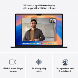 Apple 15-inch MacBook Air, M4 chip with 10-core CPU and 10-core GPU, 24GB, 512GB SSD - Midnight