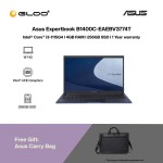 [Ready stock] Asus Expertbook B1400C-EAEBV3774T Laptop (i3-1115G4,4GB,256GB,Intel UHD Graphics,14" HD,W10H,Star Black)
