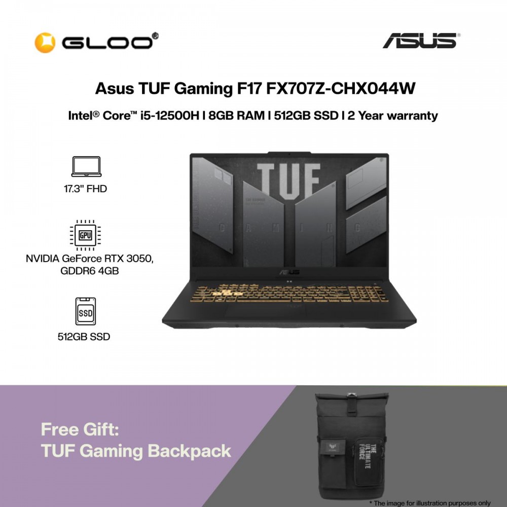 [Intel Gaming l Pre-order] Asus TUF Gaming F17 FX707Z-CHX044W Gaming Laptop (i5-12500H,8GB,512GB SSD,RTX3050 4GB,17.3"FHD,W11H,Mecha Grey) [ETA:3-5 working days]