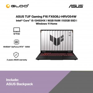 ASUS TUF Gaming F16 FX608J-HRV054W Gaming Laptop (NVIDIA® GeForce RTX™ 5050 | C i5-13450HX | 16" FHD+ | 16GB RAM | 512GB SSD | Windows 11 Home)