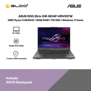 ASUS ROG Strix G16 G614P-HRV057W Gaming Laptop (AMD Ryzen 9 8940HX | 16" FHD+ | 16GB RAM | 1TB SSD | NVIDIA GeFroce RTX 5050 | Windows 11 Home)